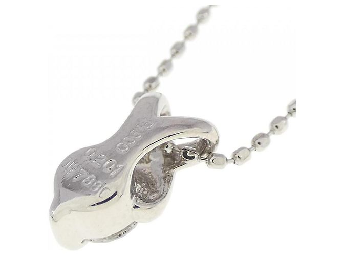 Autre Marque Platin-Diamant-Halskette Silber - Ansicht 4