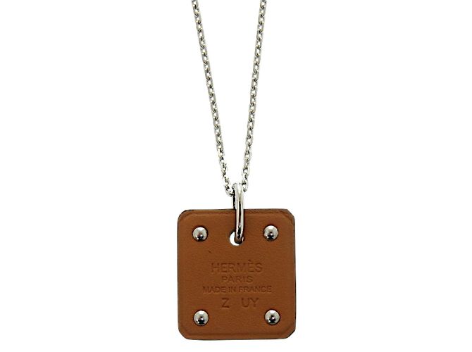 Collana in pelle e metallo Ace of Hearts di Hermès Marrone Argento - vista 2