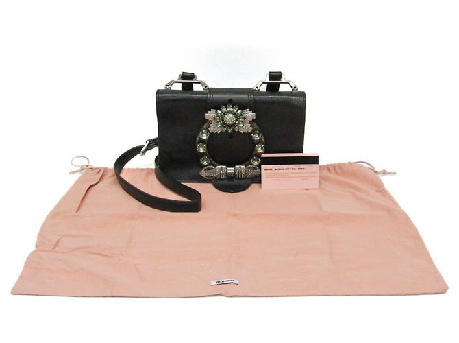Miu Miu MADRAS 5BH609 Borsa a Spalla in Pelle e Strass per Donna Nero - vista 2
