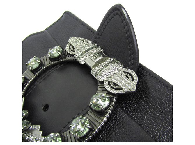 Miu Miu MADRAS 5BH609 Borsa a Spalla in Pelle e Strass per Donna Nero - vista 8