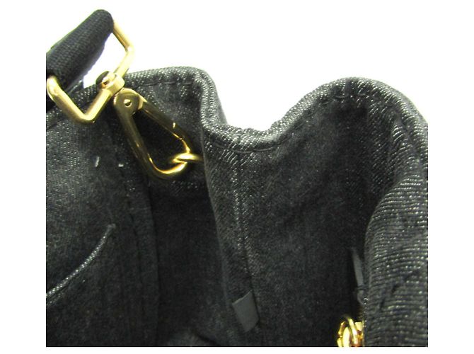Tote Prada Canapa S Größe 1BG439 Damen Canvas Schultertasche Schwarz - Ansicht 12