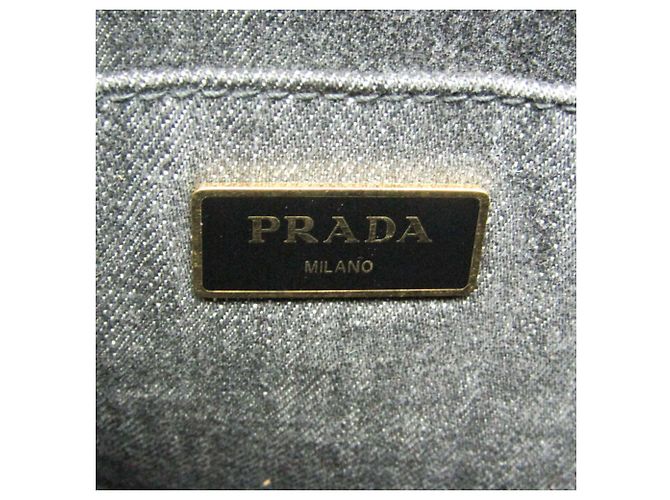 Tote Prada Canapa S Größe 1BG439 Damen Canvas Schultertasche Schwarz - Ansicht 14