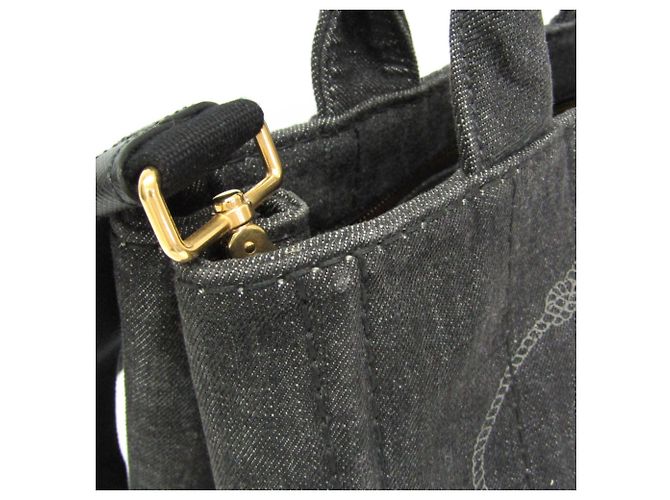 Tote Prada Canapa S Größe 1BG439 Damen Canvas Schultertasche Schwarz - Ansicht 8