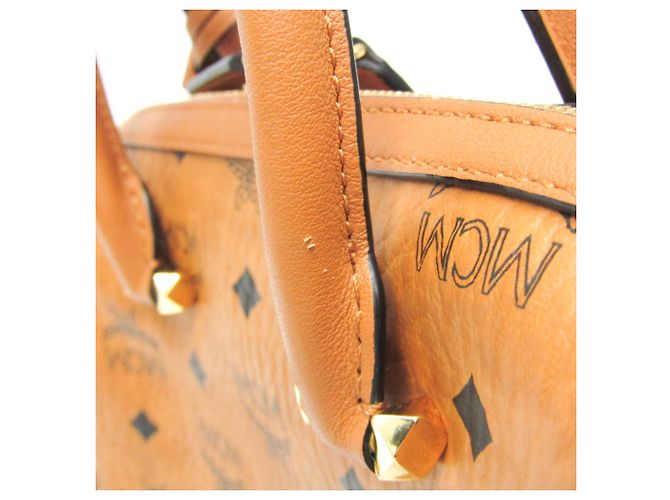 Borsa Boston Piccola Visetos Essenziale MCM Marrone - vista 10