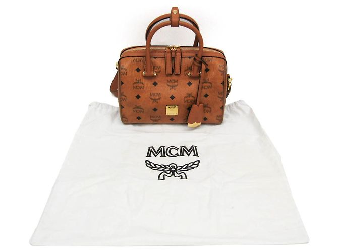 Borsa Boston Piccola Visetos Essenziale MCM Marrone - vista 2