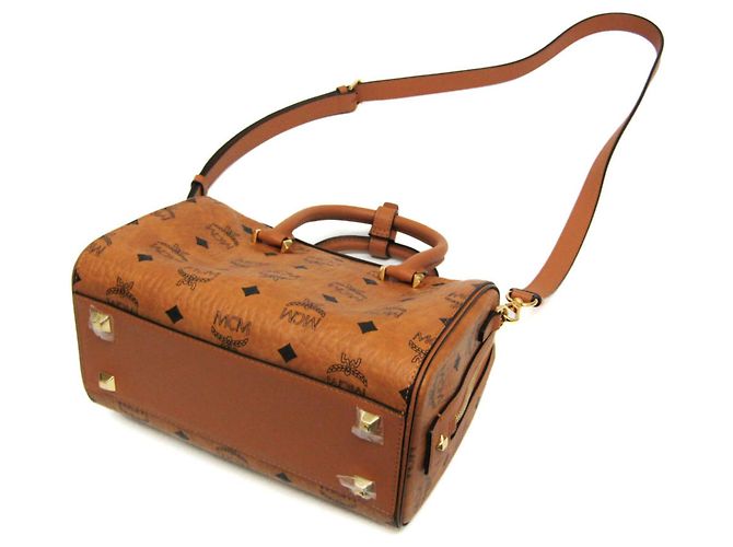 Borsa Boston Piccola Visetos Essenziale MCM Marrone - vista 3