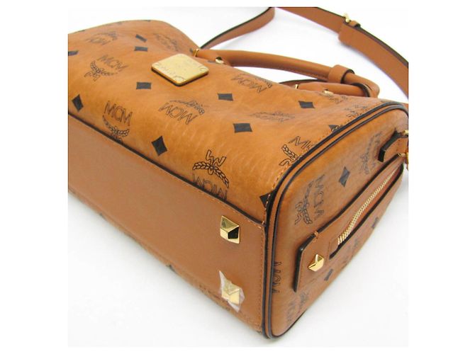 Borsa Boston Piccola Visetos Essenziale MCM Marrone - vista 5