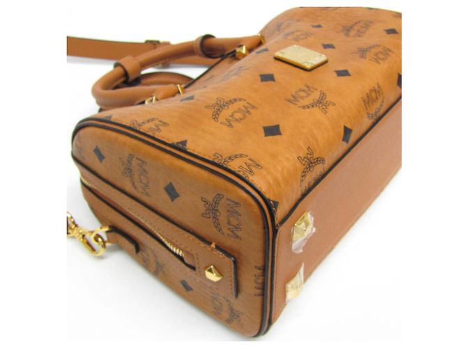 Borsa Boston Piccola Visetos Essenziale MCM Marrone - vista 6