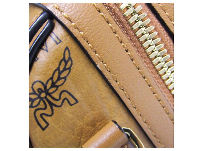 Borsa Boston Piccola Visetos Essenziale MCM Marrone - vista 9