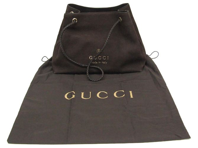 Borsa tote in pelle nubuck marrone scuro Gucci - vista 2