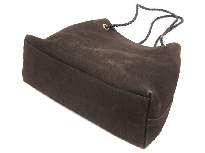 Borsa tote in pelle nubuck marrone scuro Gucci - vista 3