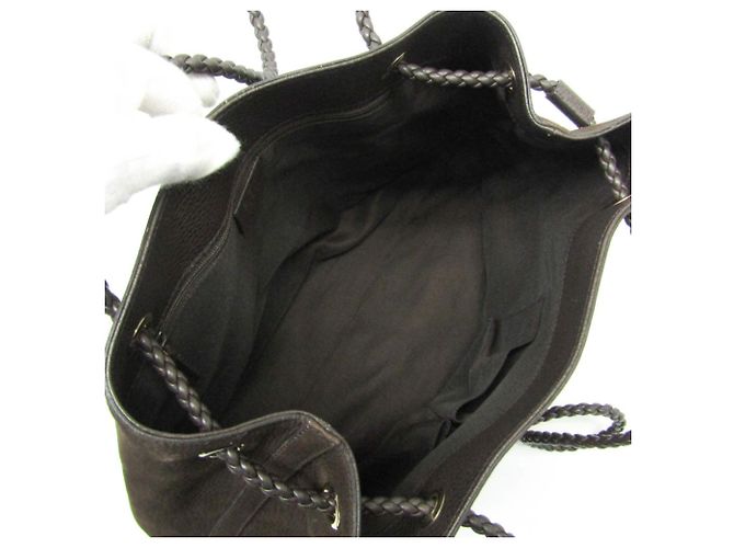 Borsa tote in pelle nubuck marrone scuro Gucci - vista 4
