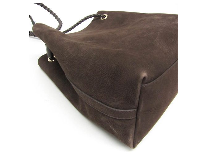 Borsa tote in pelle nubuck marrone scuro Gucci - vista 5