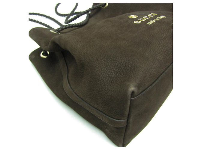 Borsa tote in pelle nubuck marrone scuro Gucci - vista 7