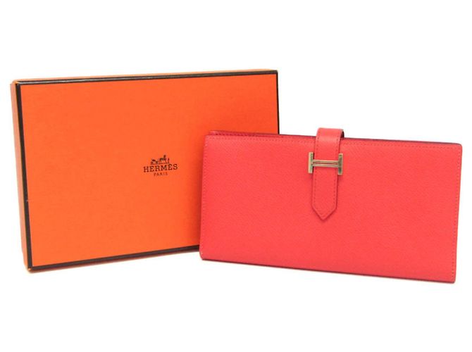Cartera larga Hermès Bearn Soufflé rosa salmón - vista 2