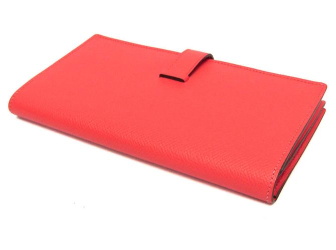 Cartera larga Hermès Bearn Soufflé rosa salmón - vista 3