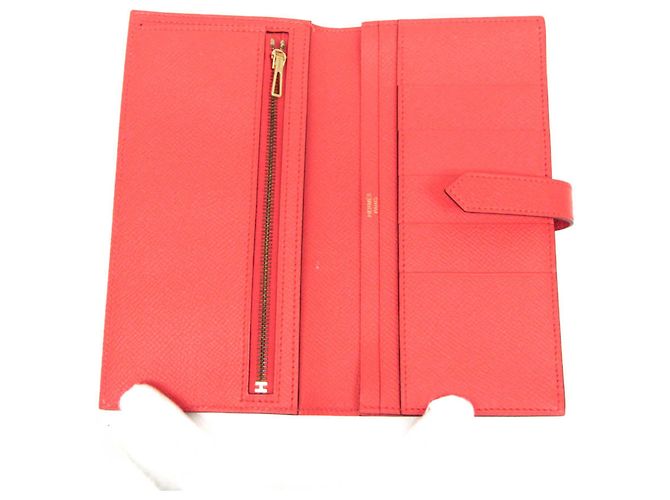 Cartera larga Hermès Bearn Soufflé rosa salmón - vista 4