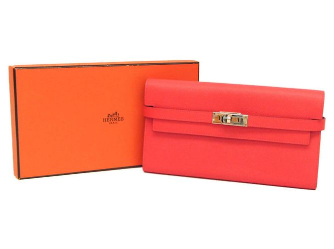 Hermès Portafoglio Hermes Kelly - Pelle Epsom Bi-Fold in Rosa Jaipur e Salmone - vista 2