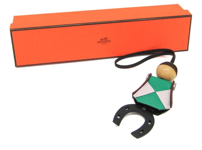Charm per borsa Jockey di Hermès Marrone Rosa Verde - vista 2
