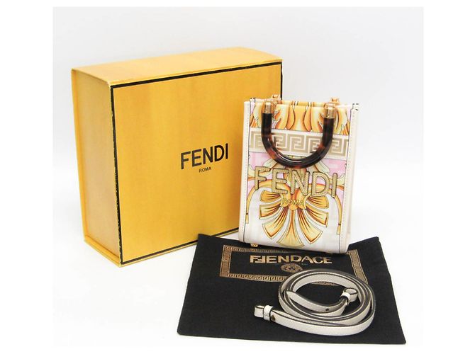 Fendi FENDACE Mini Sunshine Shopper 8BS051 Rosa Bianco D'oro - vista 2