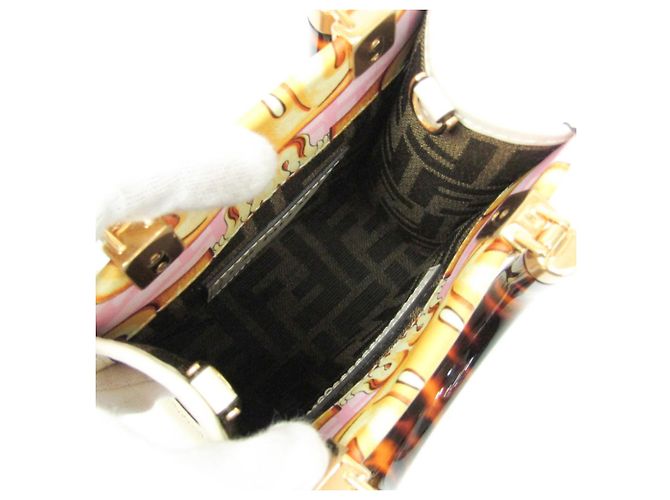 Fendi FENDACE Mini Sunshine Shopper 8BS051 Rosa Bianco D'oro - vista 4