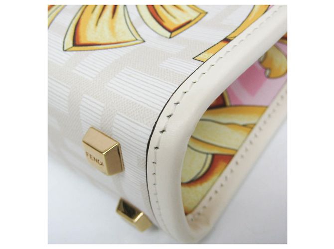 Fendi FENDACE Mini Sunshine Shopper 8BS051 Rosa Bianco D'oro - vista 7