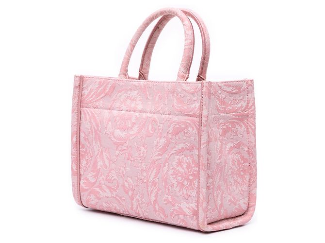 Borsa Tote Athena Barocco piccola in tela rosa di Versace - vista 2