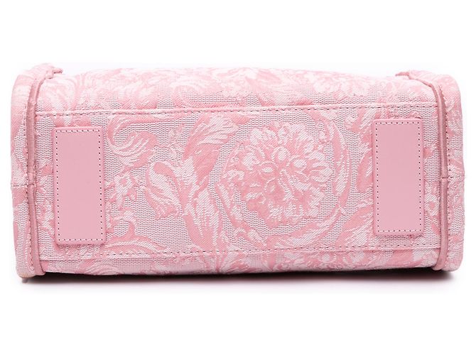 Borsa Tote Athena Barocco piccola in tela rosa di Versace - vista 3