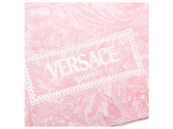 Borsa Tote Athena Barocco piccola in tela rosa di Versace - vista 8