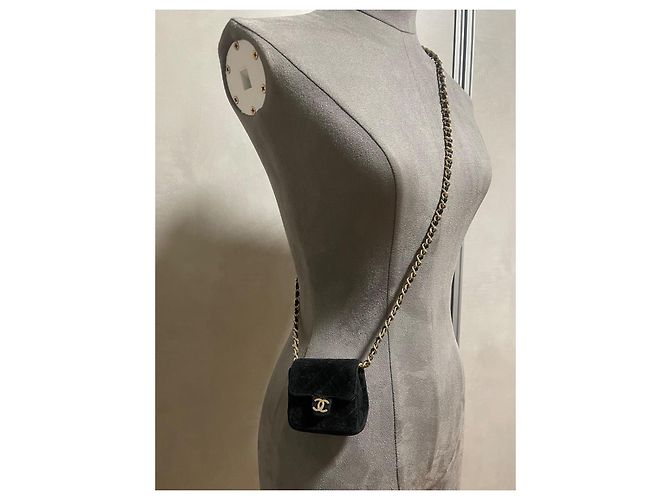 Chanel Mini Borsa Chanel Velluto Nero - vista 3