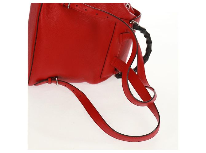 Gucci Bamboo Medium Leder Rucksack mit Quaste Rot - Ansicht 7
