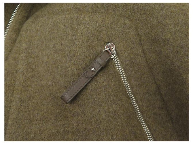 Hermès NUEVO BLAZER HERMES BOMBER CON CAPUCHA M 38 ABRIGO DE CACHEMIRA KAKI Caqui - vista 12