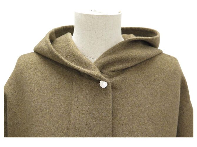 Hermès NUEVO BLAZER HERMES BOMBER CON CAPUCHA M 38 ABRIGO DE CACHEMIRA KAKI Caqui - vista 2
