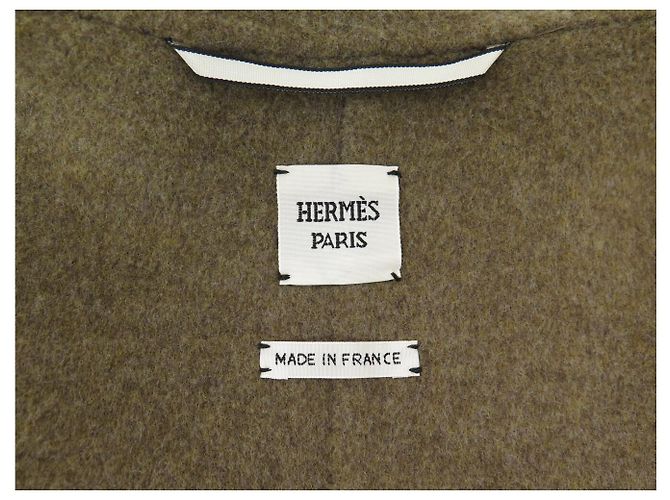 Hermès NUEVO BLAZER HERMES BOMBER CON CAPUCHA M 38 ABRIGO DE CACHEMIRA KAKI Caqui - vista 5