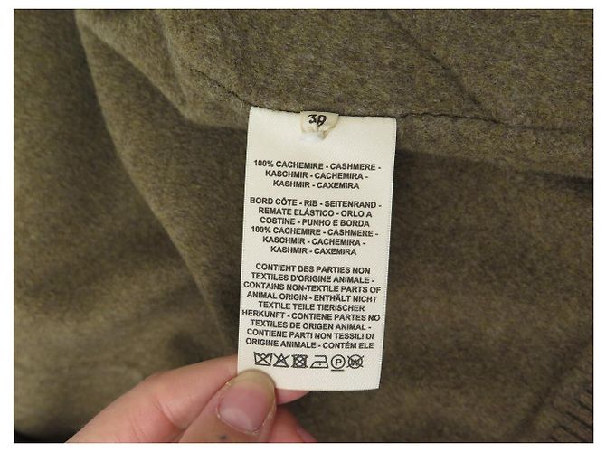 Hermès NUEVO BLAZER HERMES BOMBER CON CAPUCHA M 38 ABRIGO DE CACHEMIRA KAKI Caqui - vista 6