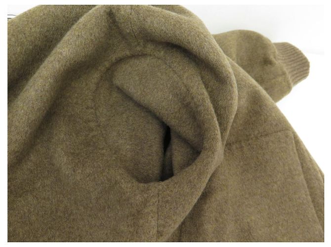 Hermès NUEVO BLAZER HERMES BOMBER CON CAPUCHA M 38 ABRIGO DE CACHEMIRA KAKI Caqui - vista 9
