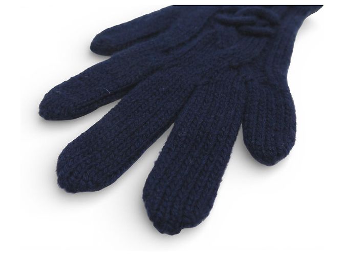NEUE CHANEL CC LOGO NAVY CASHMERE HANDSCHUHE GRÖSSE 7.5 Marineblau - Ansicht 3