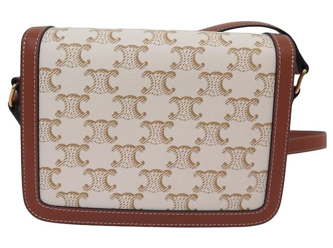 Céline NUOVA BORSA A MANO CELINE TRIOMPHE TEEN 188882 CANVAS E PELLE DI VITELLO Beige - vista 2