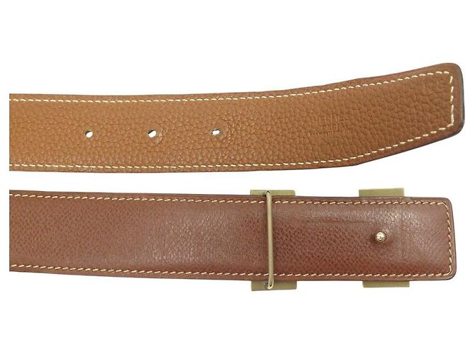 Hermès CINTURÓN HERMES H BUCLE GUILLOCHE 32MM T105 EN CUERO REVERSIBLE TOGO EPSOM Castaño - vista 10