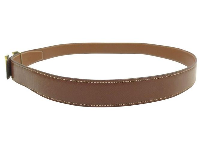 Hermès CINTURÓN HERMES H BUCLE GUILLOCHE 32MM T105 EN CUERO REVERSIBLE TOGO EPSOM Castaño - vista 2