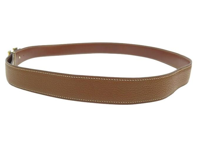 Hermès CINTURÓN HERMES H BUCLE GUILLOCHE 32MM T105 EN CUERO REVERSIBLE TOGO EPSOM Castaño - vista 6