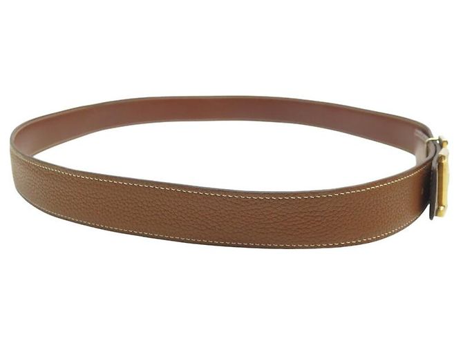 Hermès CINTURÓN HERMES H BUCLE GUILLOCHE 32MM T105 EN CUERO REVERSIBLE TOGO EPSOM Castaño - vista 7