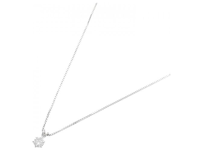 Autre Marque Platin-Diamant-Halskette Silber - Ansicht 2