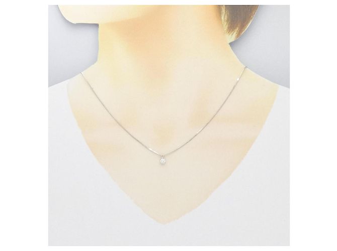 Autre Marque Platin-Diamant-Halskette Silber - Ansicht 6