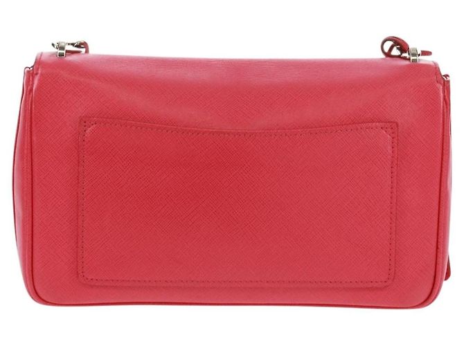 Borsa a Spalla Sound Chain Prada in Pelle Saffiano Piccola Rosso - vista 2