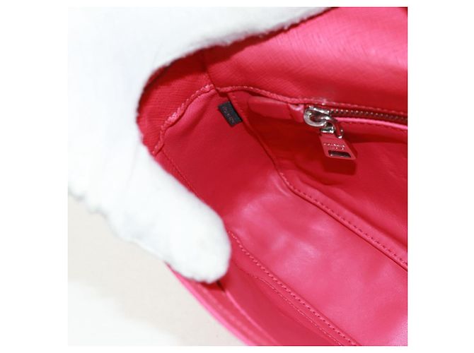 Borsa a Spalla Sound Chain Prada in Pelle Saffiano Piccola Rosso - vista 6