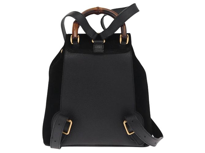 Bamboo Zaino vintage Gucci in suede con bambù, piccolo Nero - vista 2
