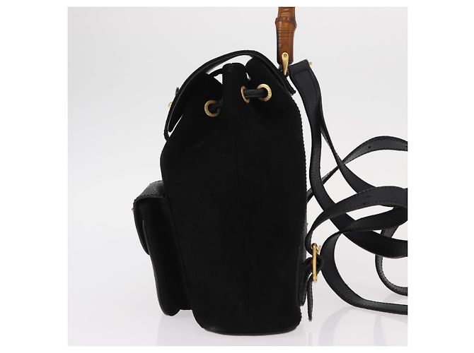 Bamboo Zaino vintage Gucci in suede con bambù, piccolo Nero - vista 3