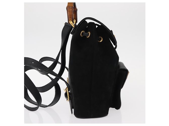 Bamboo Zaino vintage Gucci in suede con bambù, piccolo Nero - vista 4