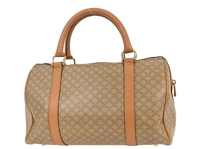 Céline Celine Vintage Duffle Canvas and Leather Beige - vista 2
